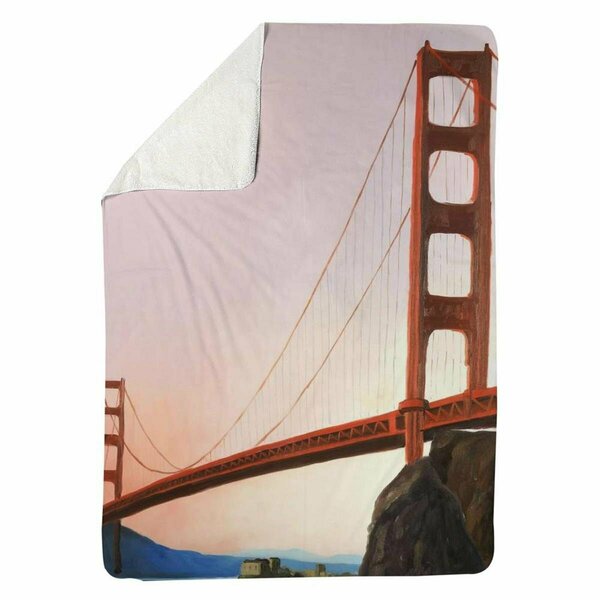 Begin Home Decor 60 x 80 in. Sunset on the Golden Gate Bridge-Sherpa Fleece Blanket 5545-6080-CI315